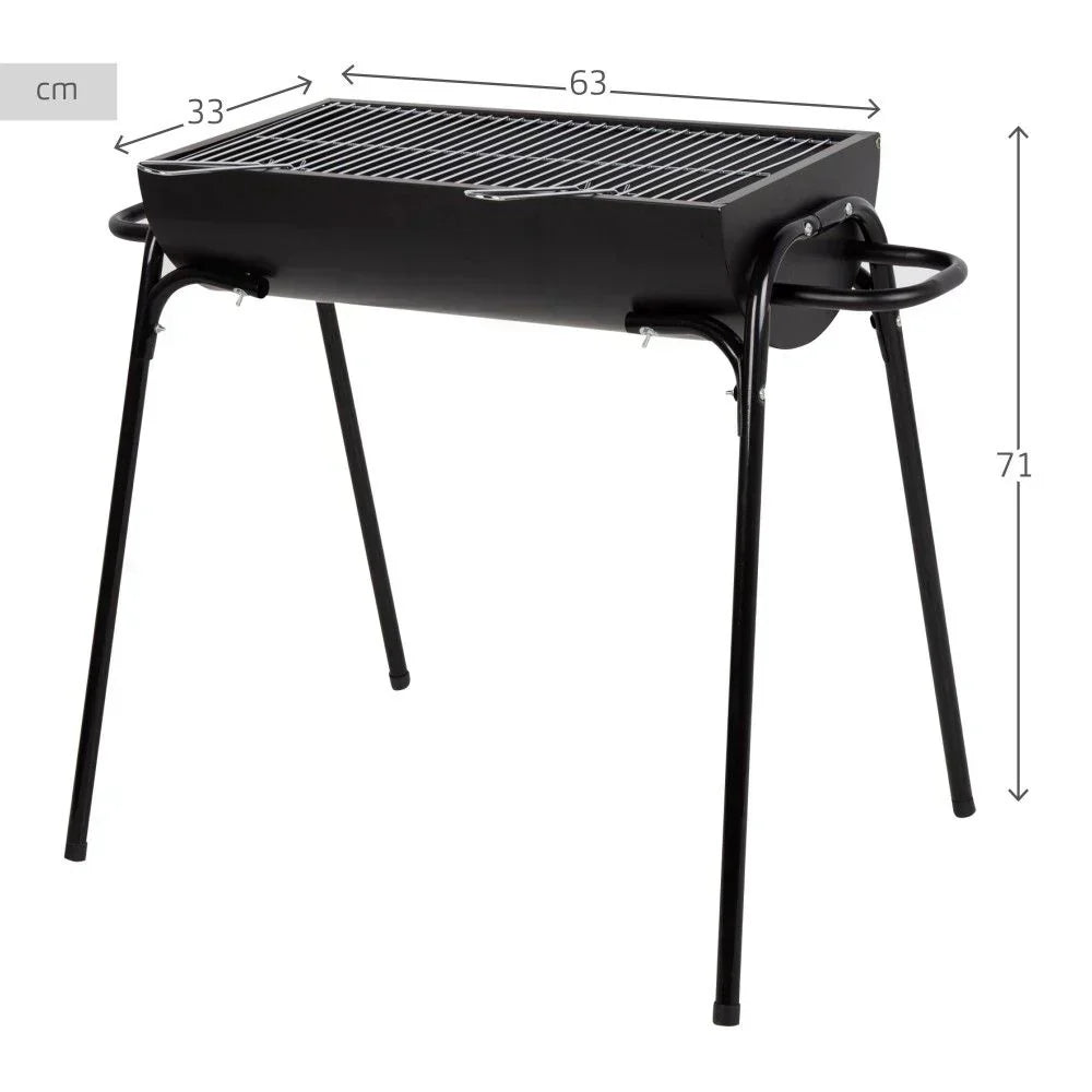 Barbacoa Portátil De Acero 91x33x71 Cm - Aktive. Negro