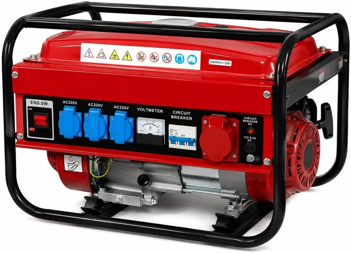 SVE Generador Eléctrico Gasolina 15L 5500W 230/380V 4 ENCHUFES (2500W Trifásico 3000W Monofásico) Motor 4 Tiempos