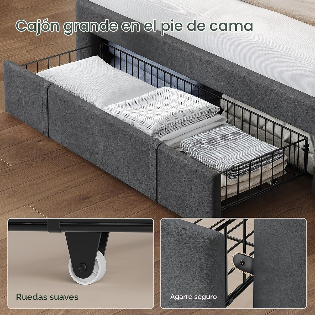 AGOLLATI Double Beds 140 x 200 cm with Hydraulic Storage, Upholstered Bed Frame with LED Youth Bed Canape with Charging Station Bed with Adjustable Headboard and Drawers Bed Frame Velvet