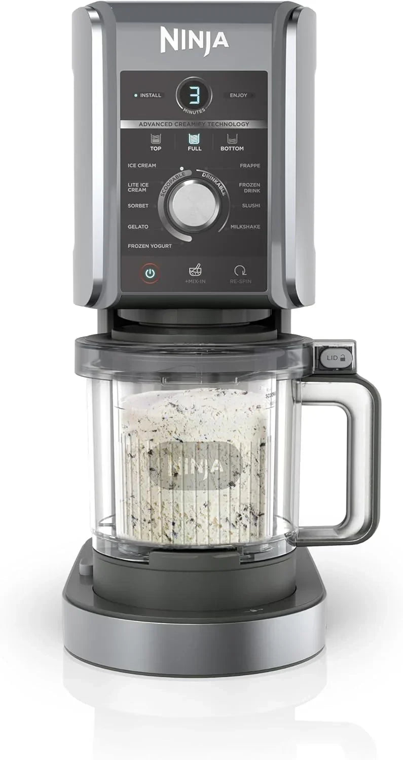 Ninja CREAMi Scoop & Swirl Ice Cream Maker and Ice Cream Yogurt Maker with 2 Tubs, 13 Functions, Makes Ice Cream, Creamy Ice Cream, Gelato, Sorbet, Smoothie and More, Bonus Option, Silver, NC701EU