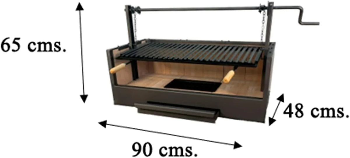 Imex El Zorro – Cajón Barbacoa con Ladrillo Refractario | 90x48x65 cm | Estructura Robusta de Acero y Alta Retención de Calor | Ideal para Barbacoas de Carbón y Leña en Exteriores