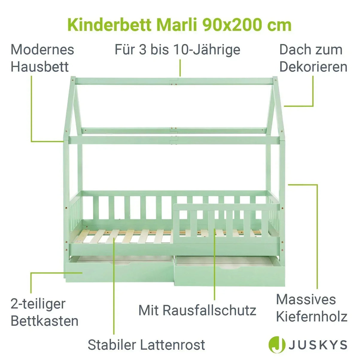 2026 Cama infantil Marli 90 x 200 cm con cajones de almacenamiento