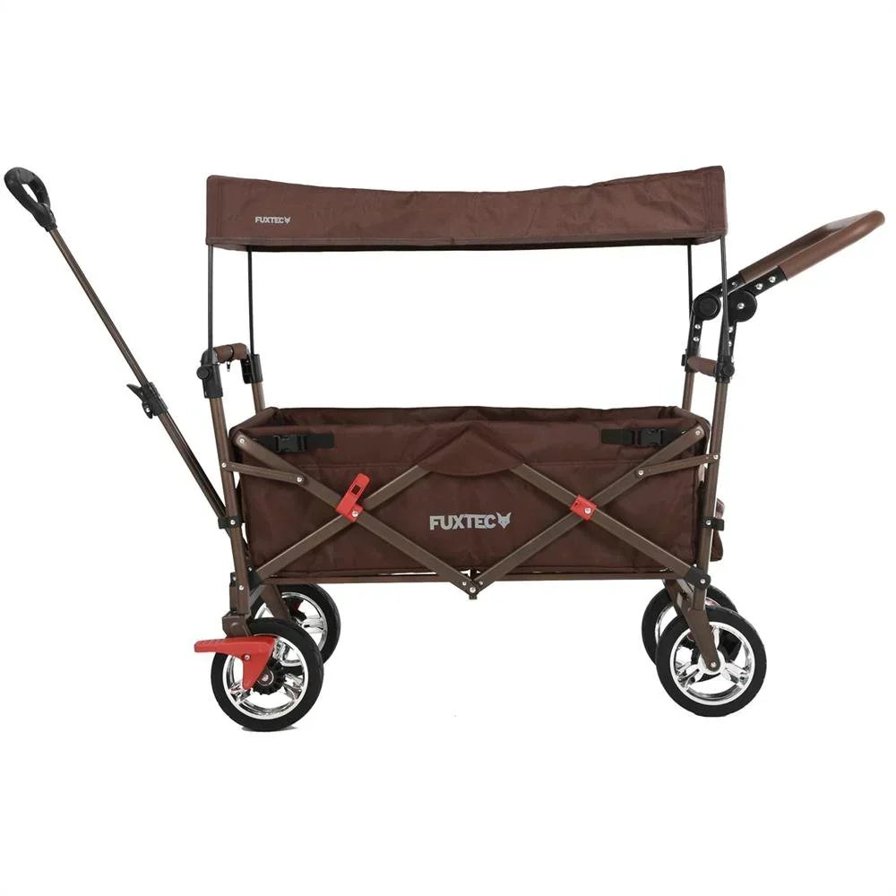 Bollerwagen FUXTEC FX-CT700, Carro Plegable Gris para el Transporte de niños, Ciudad, Campo, Playa o montaña - con Capota Anti-UV, asa de Empuje, Freno de Mano Delantero y Trasero, El Original