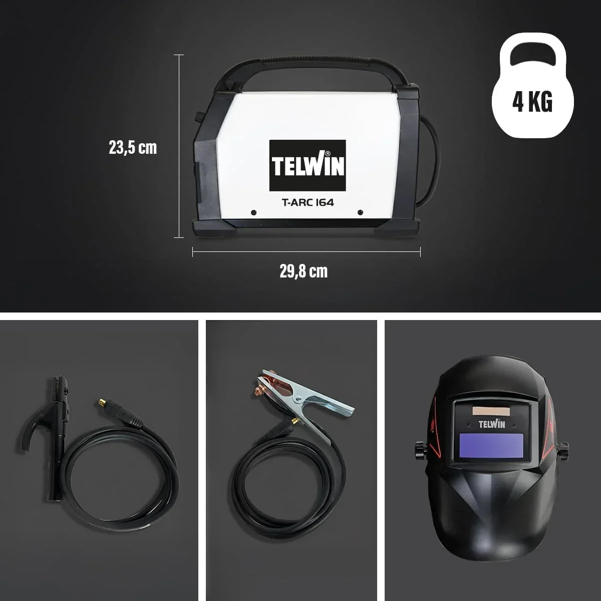 T-Arc 164 Soldadora Inverter Electrodo MMA 150A, con Máscara Automática tipo Casco y Accesorios, Máquina para Soldar Portátil Compacta y Sencilla, para Mantenimiento y Bricolaje Doméstico, 230V