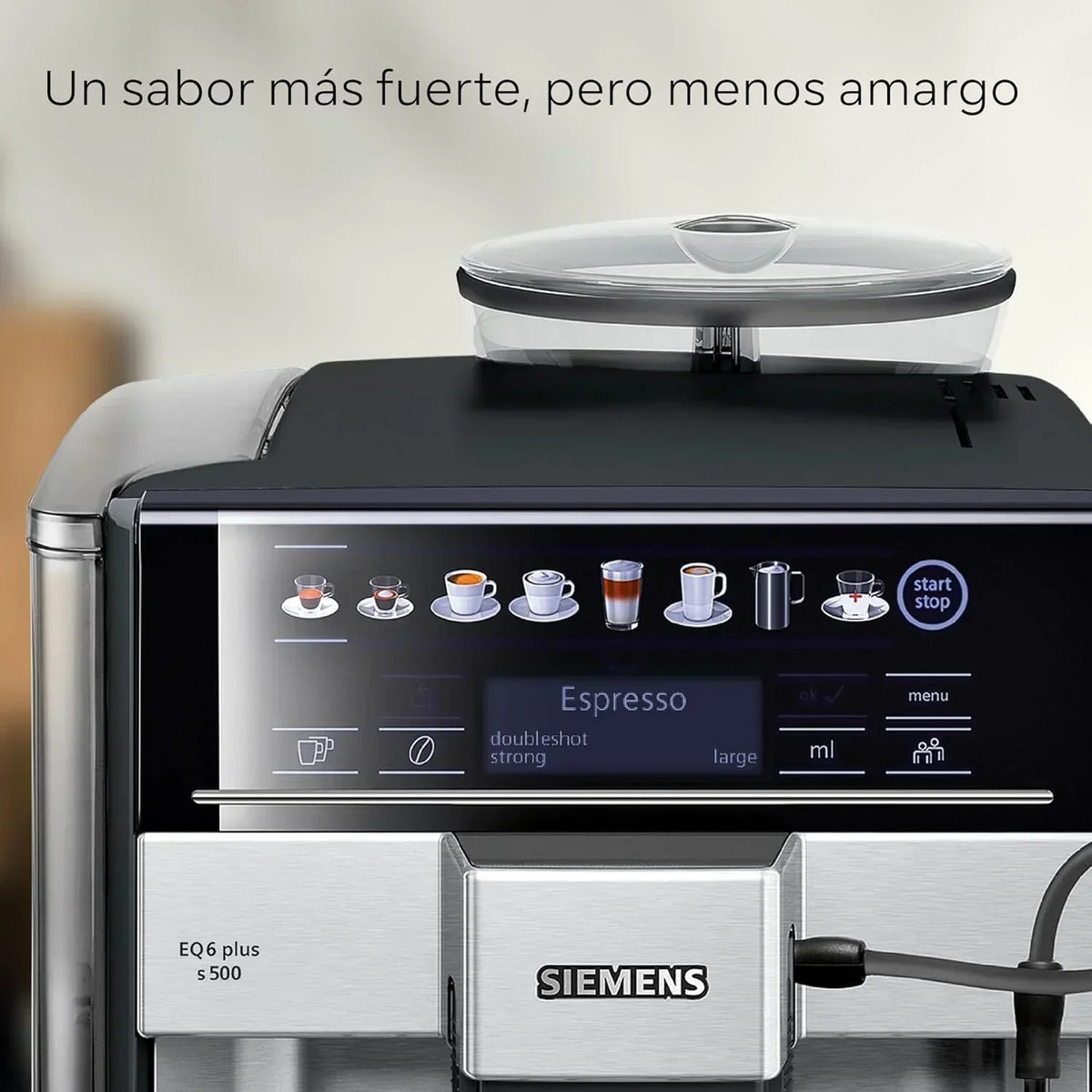 Siemens - Superautomatic coffee maker, EQ6 plus s500, aromaDouble Shot, autoMilk Clean, ceramDrive, Display CoffeeSelect, Black/Inox, TE655203RW