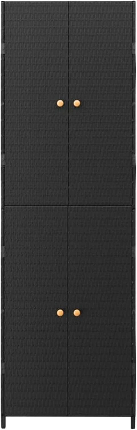 Armario de almacenaje de jardín ratán PE Negro arcones para Jardin Exterior 59x40x180 cm