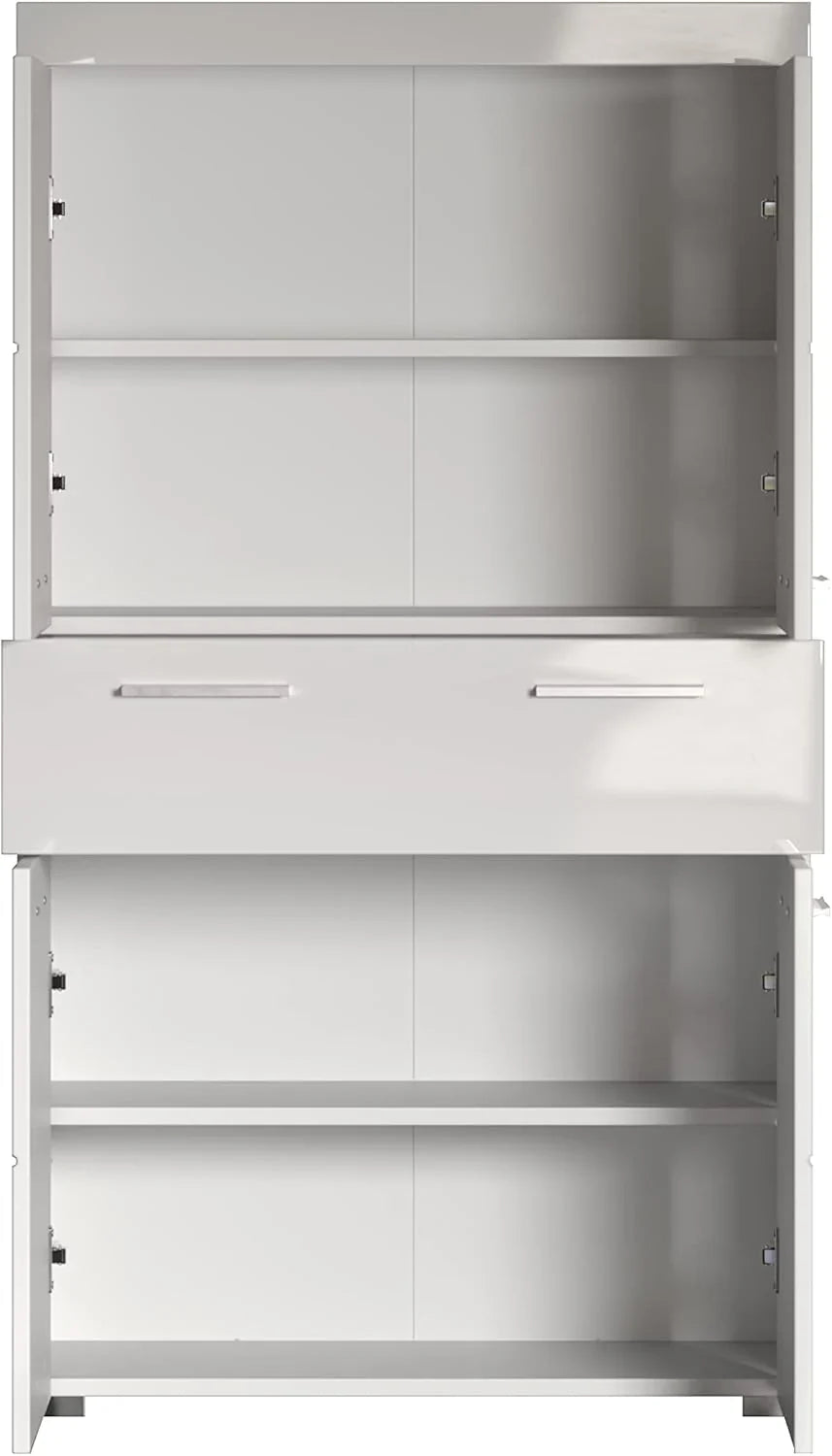 trendteam smart living Armario Alto para baño Amanda, 73 x 132 x 31 cm, en Blanco y Blanco de Brillo Intenso con cajón y abundante Espacio de Almacenamiento