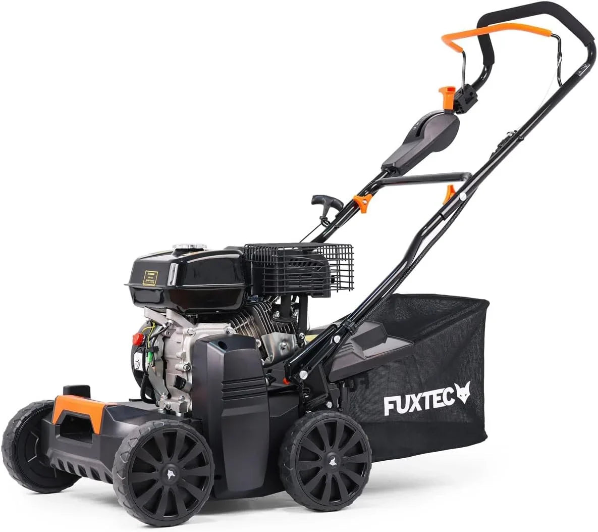 FUXTEC Escarificador Aireador de Gasolina 3 en 1 FX-BV240 Motor 4 Tiempos 4,1 kW, Rodillo con 18 Cuchillas y 24 púas de Resorte, asa de Transporte y recolector de 45 L