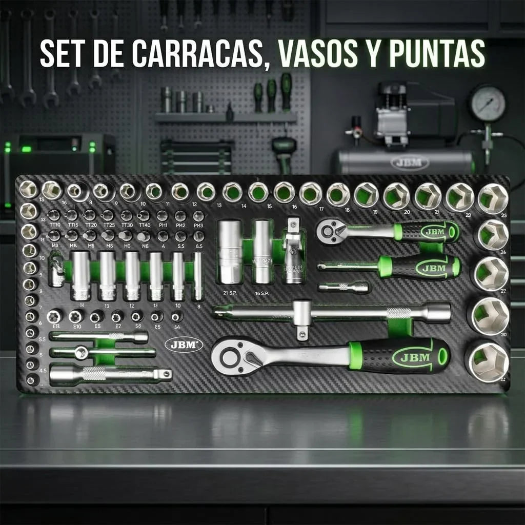 CAJA METÁLICA CON HERRAMIENTAS 143 PIEZAS CINCADO