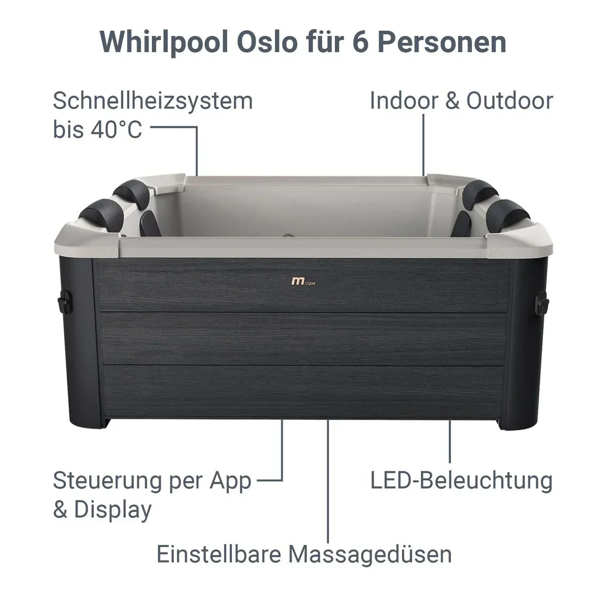 2026 Spa Whirlpool Oslo con iluminación LED