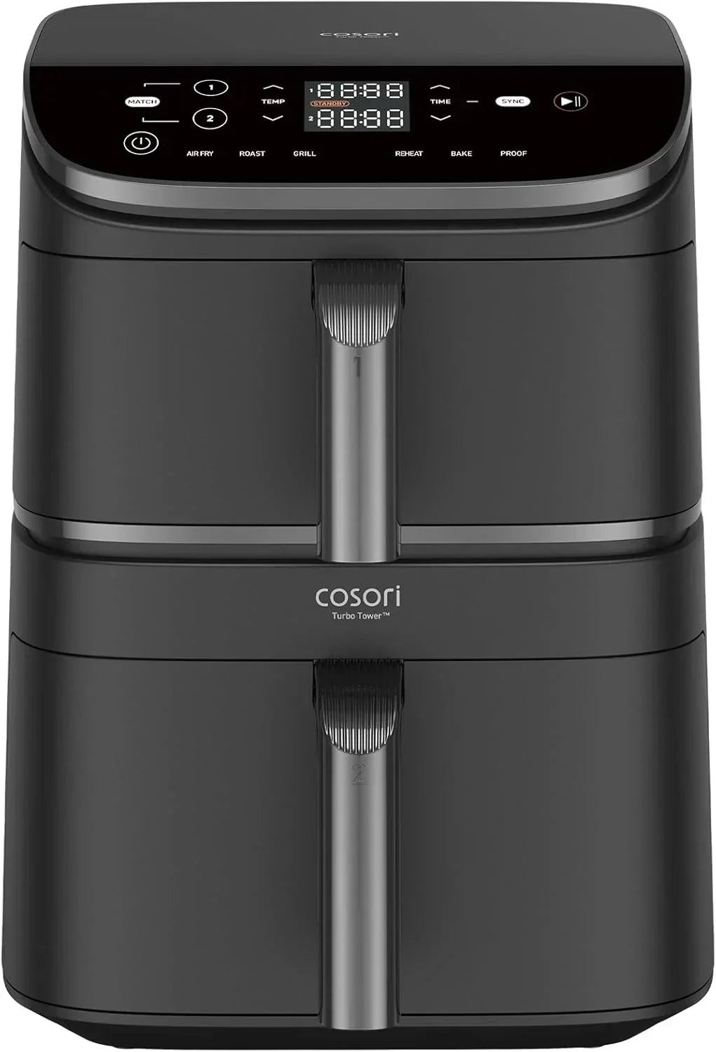 Cosori Turbo Tower Freidora de Aire10,8L con Cesta Verticales, Cocción en 3 Niveles que Ahorra Espacio, 2630 W, 6 funciones, 2 DC Motores, Más de 50 Recetas Completas en Línea