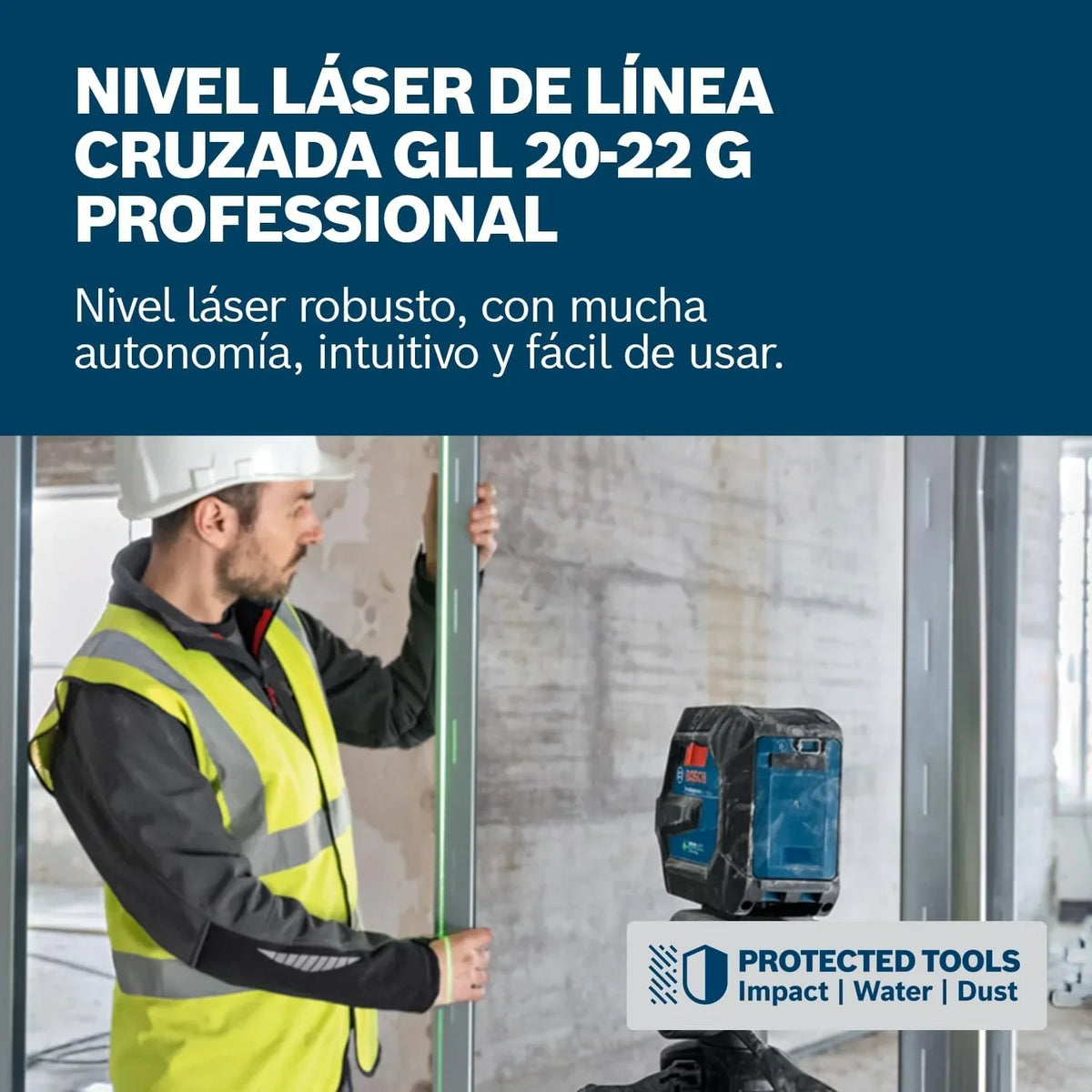 Bosch Professional Nivel láser GLL 20-22 G (soporte LB 10, láser verde, uso en interiores, doble fuente de alimentación, 2 pilas LR6 de 1,5 V, bolsa protectora, trípode BT 150)