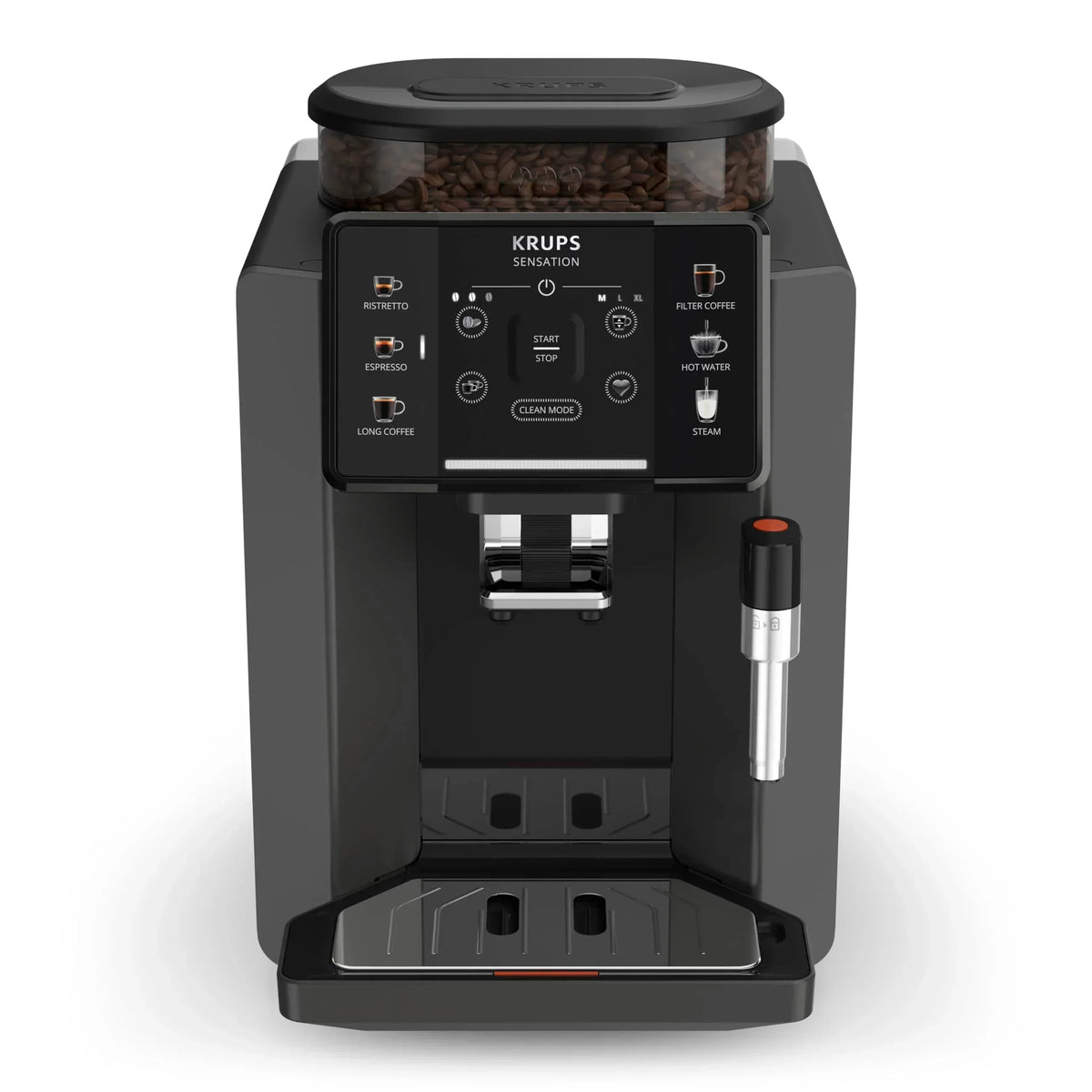 2025 Krups Essential - Cafetera súper automática, 15 Bares de presión, Molinillo cónico de Metal, con selección de cantidad e Intensidad de café, 1.7 l, 1 Cups, Acero, Pantalla LCD + Acc. Leche