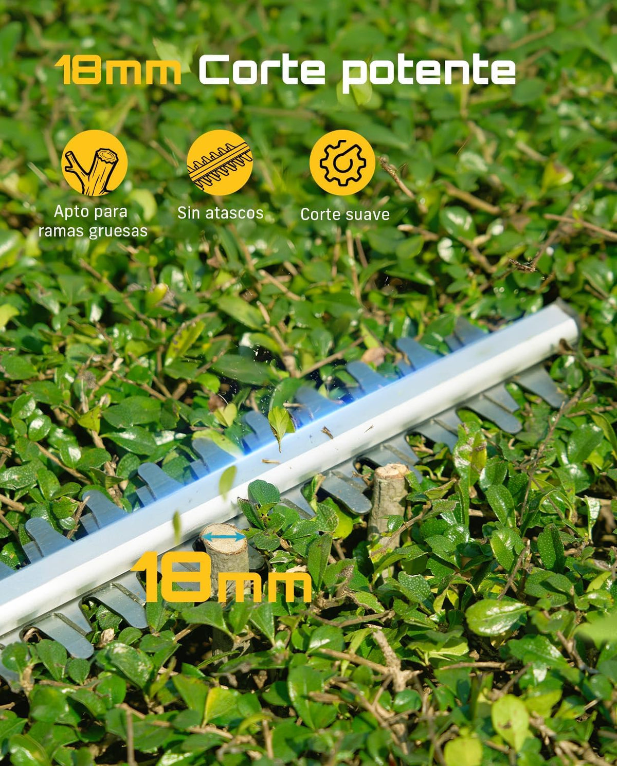 SEESII Cortasetos Telescópico Batería 20V, Cuchilla 50 cm, 2 Baterías 4,0Ah