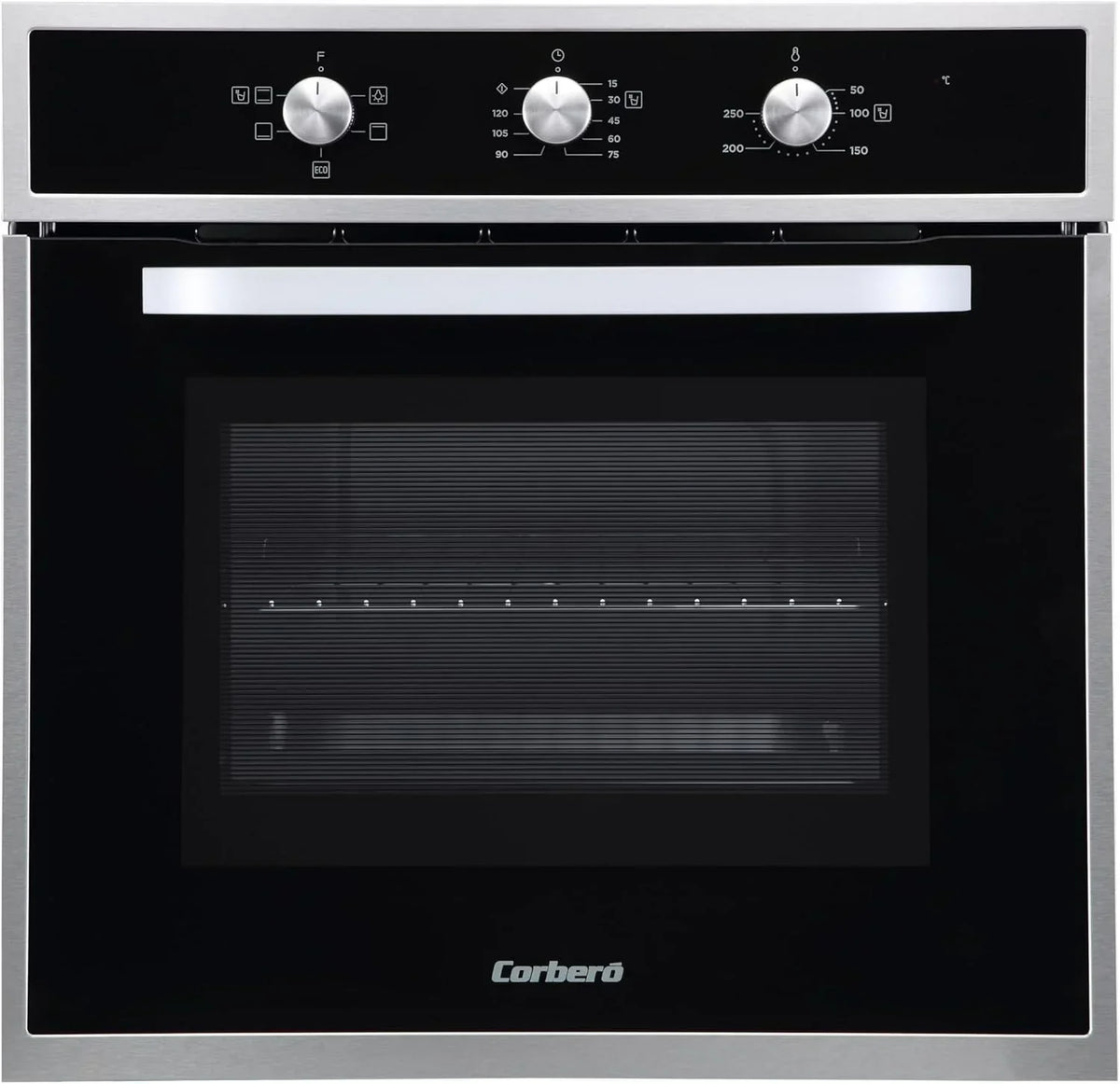 Corberó - Horno convección 70L | CCHM603X | 60x60x58 cm |Convencional con 4 Programas | Luz Interior | Limpieza Hidrólisis | Puerta Doble Cristal | 2100W | Negro perfil Inox