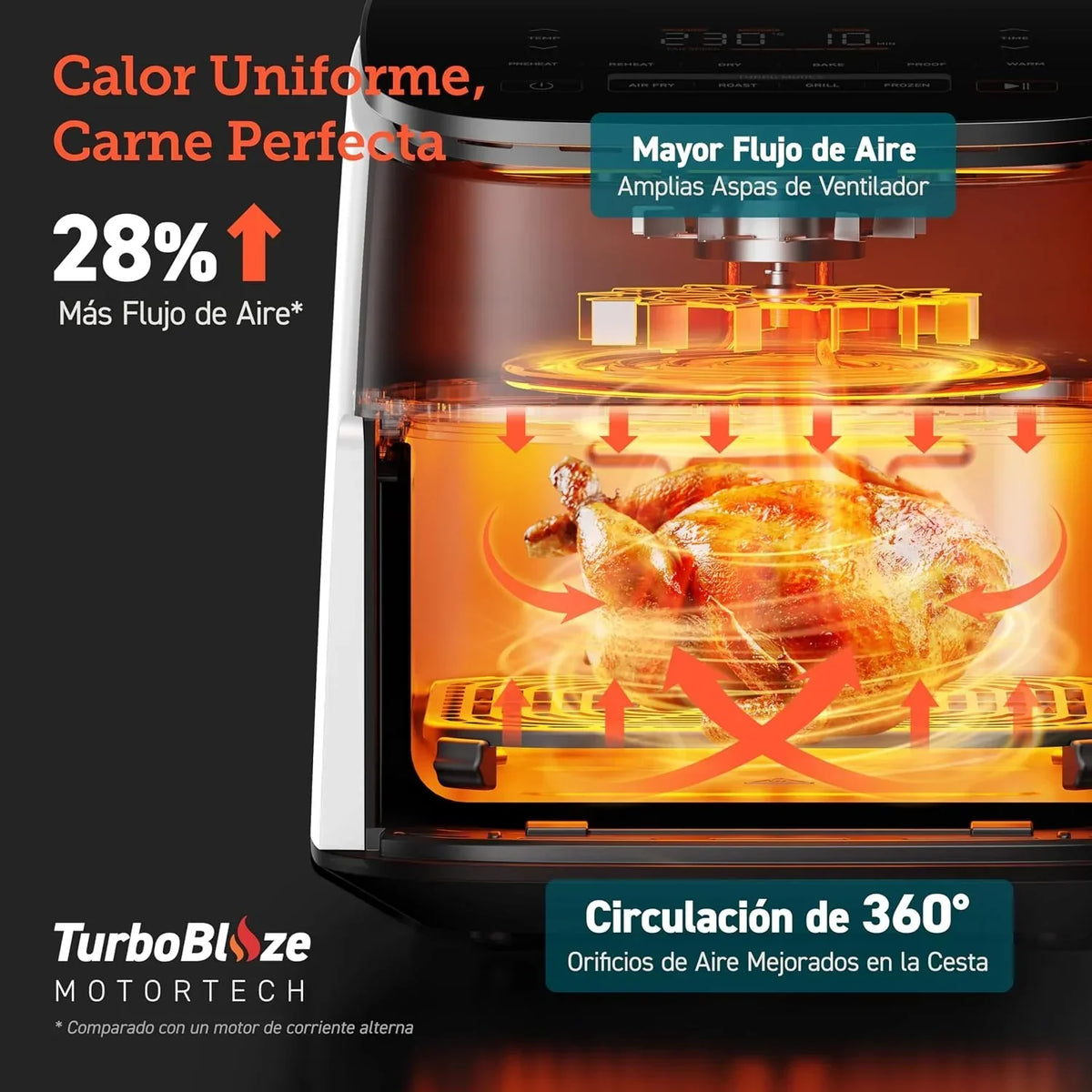 Cosori Freidora de Aire Turbo Blaze 6L, 9en1, Ultrarrápida, 95%Menos Aceite