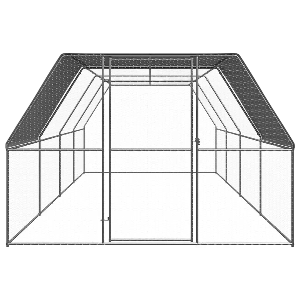 2025 Jaula para gallinas de acero 3 x 8 x 2 m – Recinto exterior seguro para aves de corral y pequeños animales