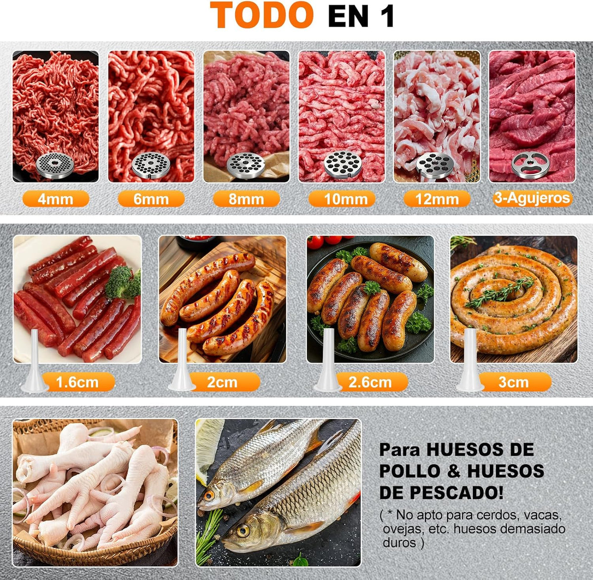 Anatole Picadora de Carne Eléctrica Comercial 1300W Acero Inoxidable