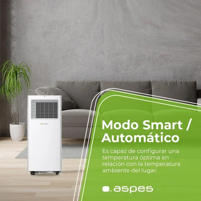 Aspes Aire Acondicionado Portátil, 9000 BTU. AAAP900F. Solo frío, Display LED Táctil, Temporizador, Mando a Distancia, Kit instalación ventana incluido, Clasificación Energética A