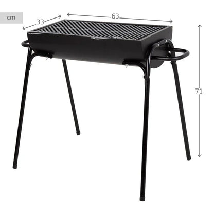 Barbacoa Portátil De Acero 91x33x71 Cm - Aktive. Negro