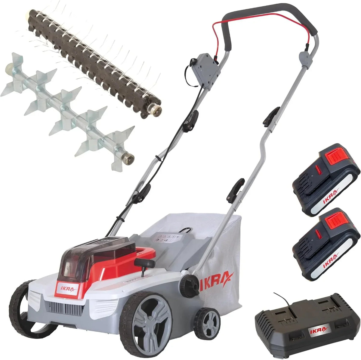 IKRA escarificador y aireador a batería 3 en 1 IAVL 2-2032, Ancho 32 cm