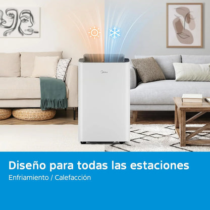 MIDEA Pingüino Aire Acondicionado Portátil Frío y Calor 3000 Frigorías / 12000 BTU - Climatizador silencioso con bomba calor 3500 W Air conditioner 4 modalidades con kit de ventana y control remoto