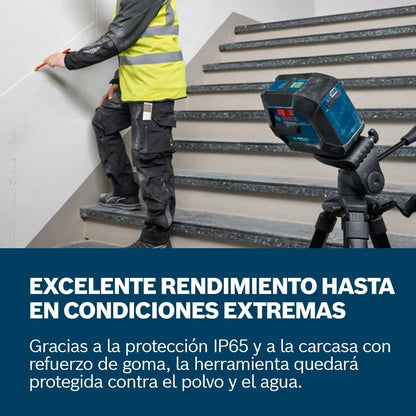 Bosch Professional Nivel láser GLL 20-22 G (soporte LB 10, láser verde, uso en interiores, doble fuente de alimentación, 2 pilas LR6 de 1,5 V, bolsa protectora, trípode BT 150)