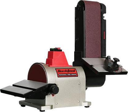 BUCKTOOL 5.0A Lijadora de disco de banda de 4" x 36" y lijadora de disco de 6" con motor de accionamiento directo de 3/4HP y base Al portátil, modelo mejorado BD4603