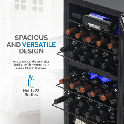 2026 Refrigerador de Vinos Independiente Newair® – 28 Botellas (48 cm), Doble Zona, Acero Inoxidable