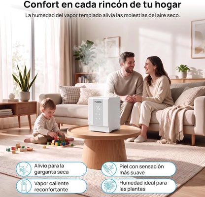 TURBRO Humidificador de vapor caliente 4 L para dormitorio, 500 ml/h