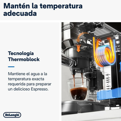 De'Longhi Dedica – Cafetera de Bomba de Acero Inoxidable para Café Molido o Monodosis, Espresso y Capuchino, Depósito de 1.3 Litros, Sistema Antigoteo, Modelo EC685.M, Color Metal