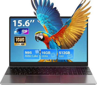 Ordenador Portatil 15.6 Pulgadas, Win11 PC Portátil 16GB RAM 512GB SSD N95 CPU(hasta 3,4 GHz), Laptop IPS HD de 1920 x 1080 FHD, traer WiFi 5, HDMI, 2*USB 3.0, Type- C, TF Card Slot