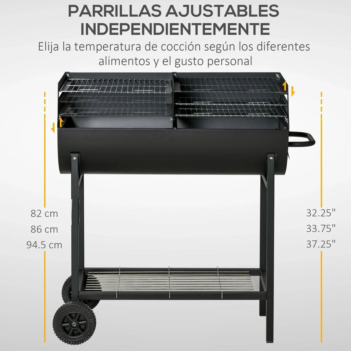 Barbacoa De Carbón De Metal 90x45x96 Cm-outsunny. Negro