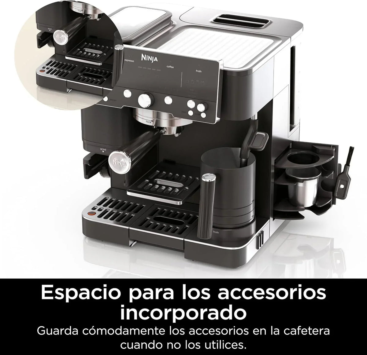 Ninja Luxe Premier Cafetera 3 en 1 para Espresso, Cold Brew y Café de Filtro con Molinillo y Espumador Integrados - 25 Ajustes de Molienda y 4 Preajustes de Espuma - Negro, ES601EUBK