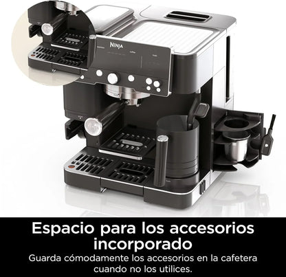Ninja Luxe Premier Cafetera 3 en 1 para Espresso, Cold Brew y Café de Filtro con Molinillo y Espumador Integrados - 25 Ajustes de Molienda y 4 Preajustes de Espuma - Negro, ES601EUBK