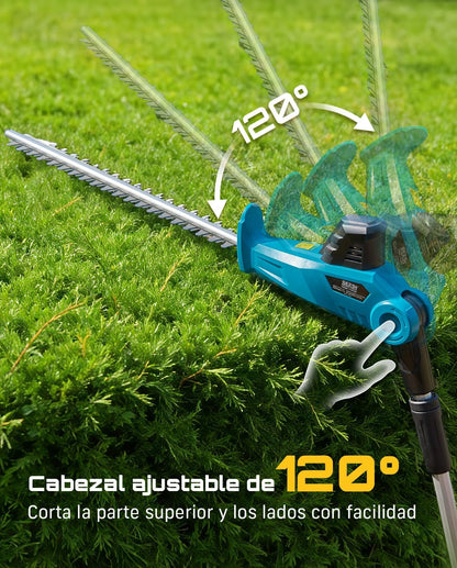 SEESII Cortasetos Telescópico Batería 20V, Cuchilla 50 cm, 2 Baterías 4,0Ah