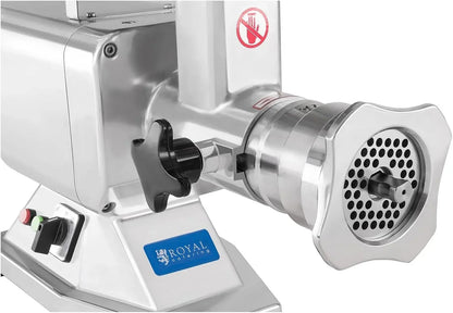 Royal Catering Picadora de carne Électrica Profesional RCFW 220 Expert (220 kg/h, 1100 W, 230 V, 2 Cuchillas, 4 Discos perforados)