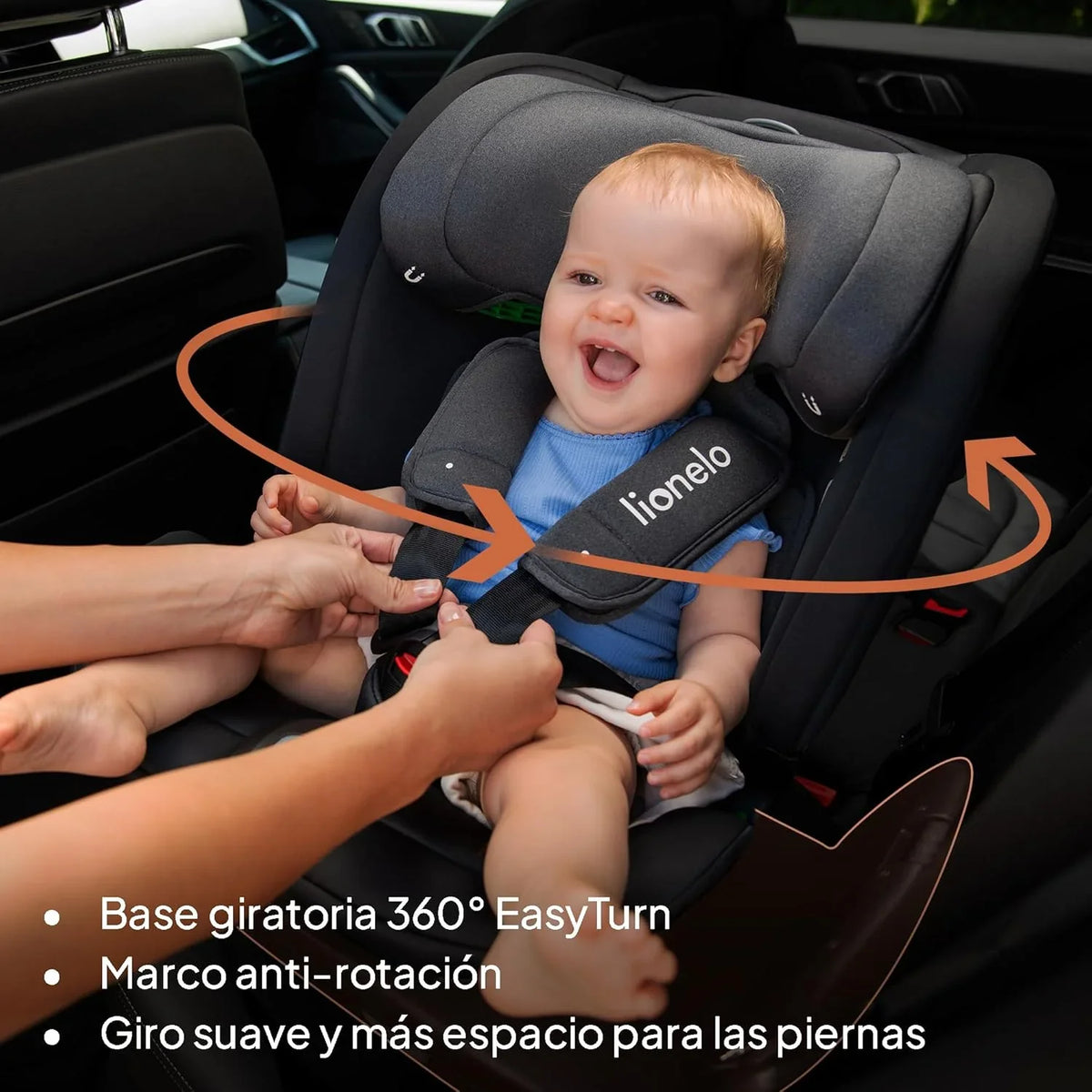 LIONELO Bastiaan RWF i-Size Silla de Coche para Bebé Giratoria 360° 0-36kg, Instalaciión Delantera y Trasera (18kg), ISOFIX TopTether, Reposacabezas y Respaldo Ajustables Protección Lateral
