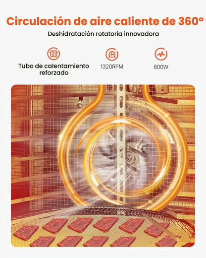 VEVOR Deshidratador de Alimentos 12 Bandejas de Acero Inoxidable Secador de Alimentos Eléctrico 800 W con Temperatura Ajustable y Temporizador de 24 Horas para Cecina, Frutas, Verduras, Hierbas