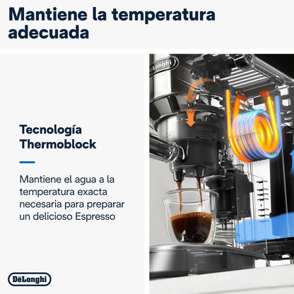De'Longhi Dedica – Cafetera de Bomba de Acero Inoxidable para Café Molido o Monodosis, Espresso y Capuchino, Depósito de 1.3 Litros, Sistema Antigoteo, Modelo EC685.M, Color Metal