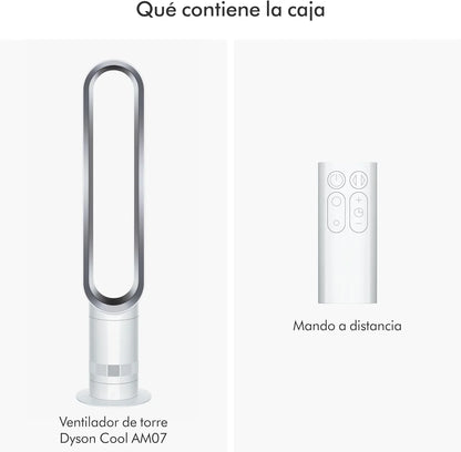 Cool™ Ventilador de torre (AM07) Air Multiplier™, ventilador sin aspas potente con tecnología Air Multiplier™ (Blanco/Plata)