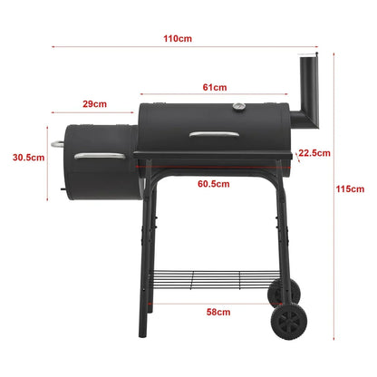 Barbacoa De Carbón Arielli Ahumador 115 X 110 X 64 Cm - Negro [casa.pro]