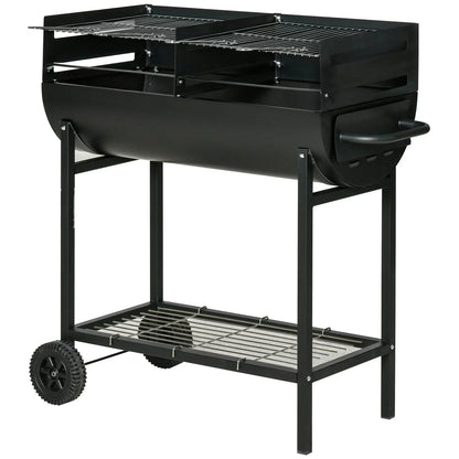 Barbacoa De Carbón De Metal 90x45x96 Cm-outsunny. Negro