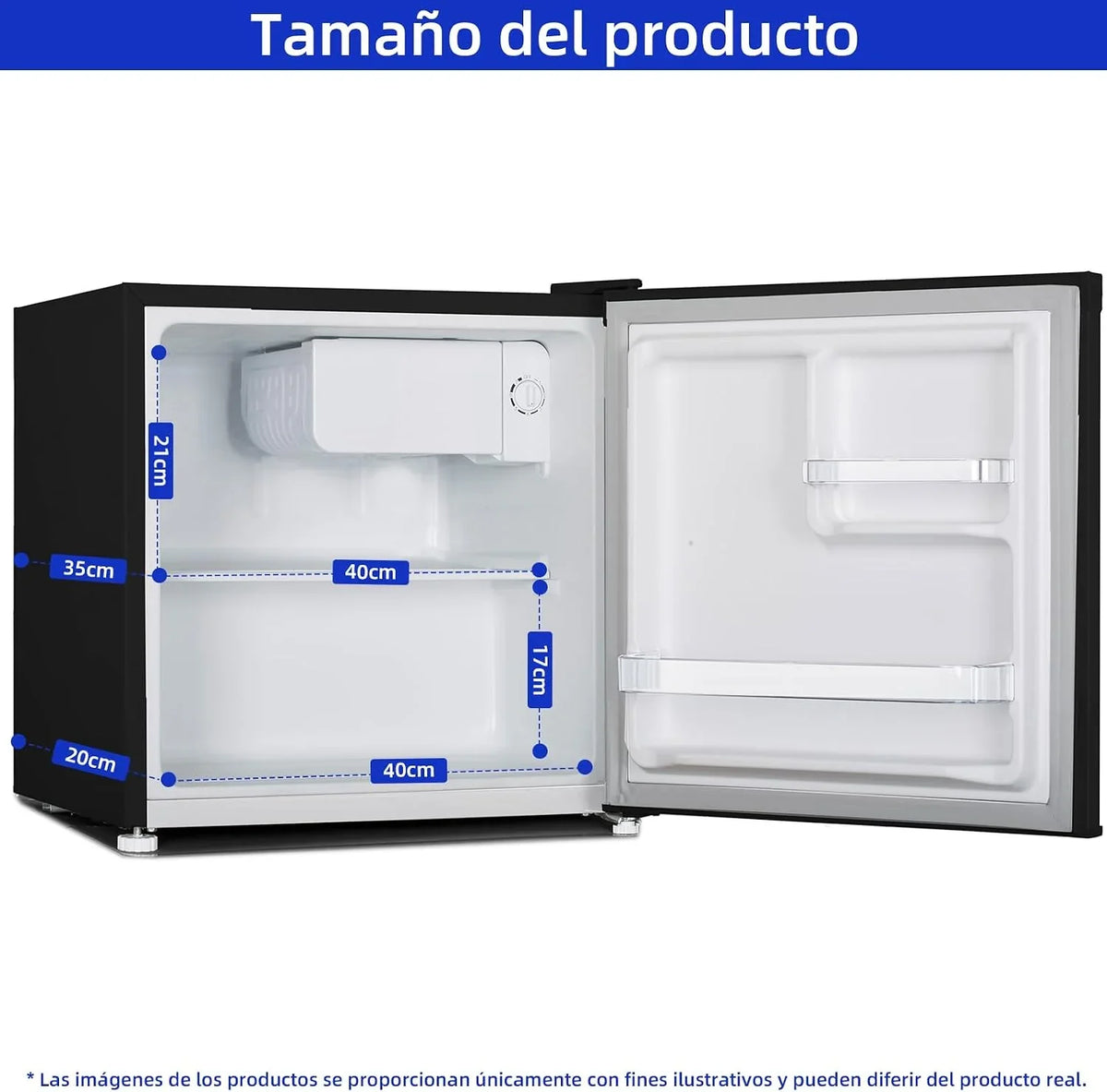 CHIQ Frigorífico Minibar capacidad 46L, Compresor incorporada, Botellero y Compartimiento Congelador, Control de Temperatura regulable, Bajo Nivel de ruido, Puerta Reversible, Color Negro