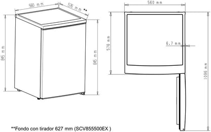 Svan Congelador vertical Inox SCV855500EX. Capacidad 85 Litros, Puerta Reversible, Bajo nivel Sonoro, Eficiencia Energética Clase E