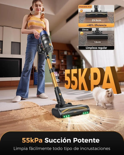 Proscenic Aspiradora sin Cable 55 kPa/650W/70 Min, Autoportante