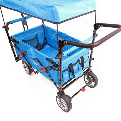 Bollerwagen FUXTEC FX-CT700, Carro Plegable Gris para el Transporte de niños, Ciudad, Campo, Playa o montaña - con Capota Anti-UV, asa de Empuje, Freno de Mano Delantero y Trasero, El Original