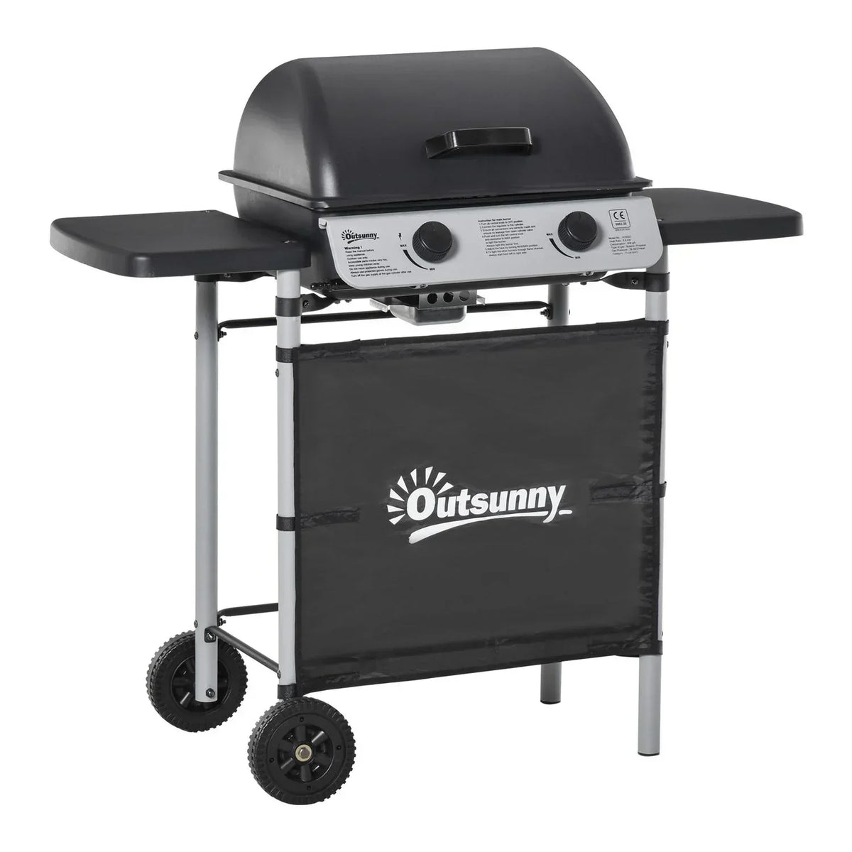 Barbacoa De Gas Outsunny Acero Pp, 104x49x99 Cm, Negro