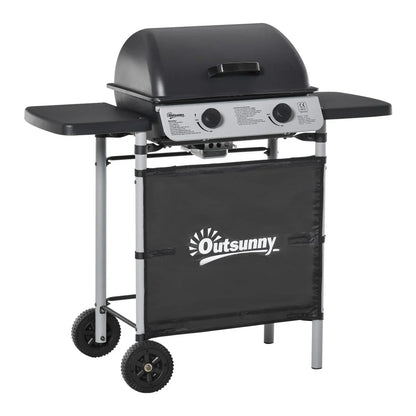 Barbacoa De Gas Outsunny Acero Pp, 104x49x99 Cm, Negro