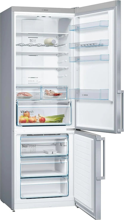 Bosch Serie 4 - Frigorífico combinado, NoFrost, alto 203 x ancho 70 cm, 438 L, Tecnología VitaFresh, Blanco - KGN49XIDQ